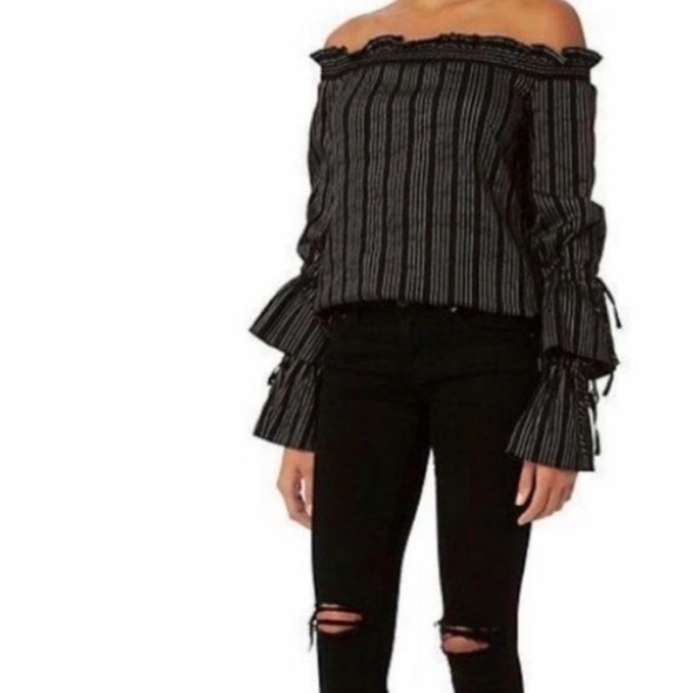 Intermix - Black Striped Blouse - Small